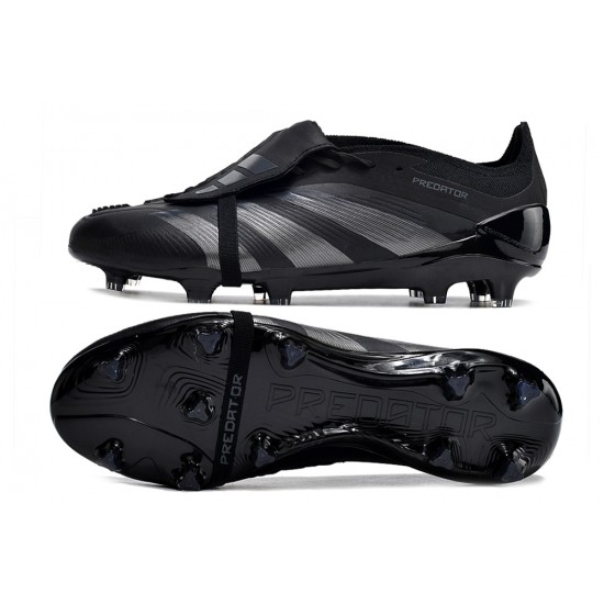 Adidas Predator Elite Tongue FG Black Silver Low Football Boots & Shoes