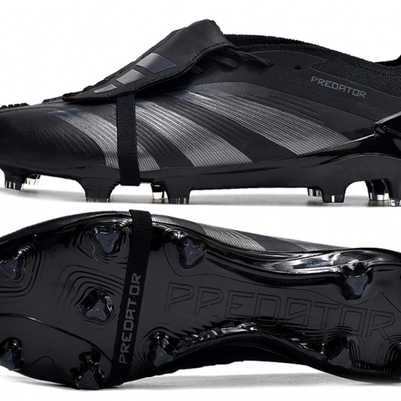 Adidas Predator Elite Tongue FG Black Silver Low Football Boots & Shoes