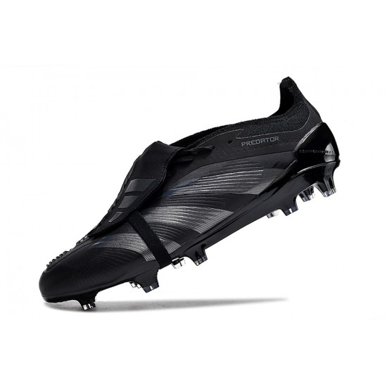 Adidas Predator Elite Tongue FG Black Silver Low Football Boots & Shoes