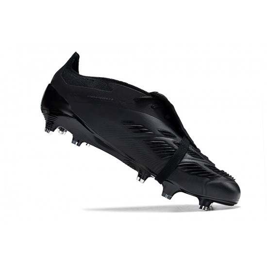 Adidas Predator Elite Tongue FG Black Silver Low Football Boots & Shoes