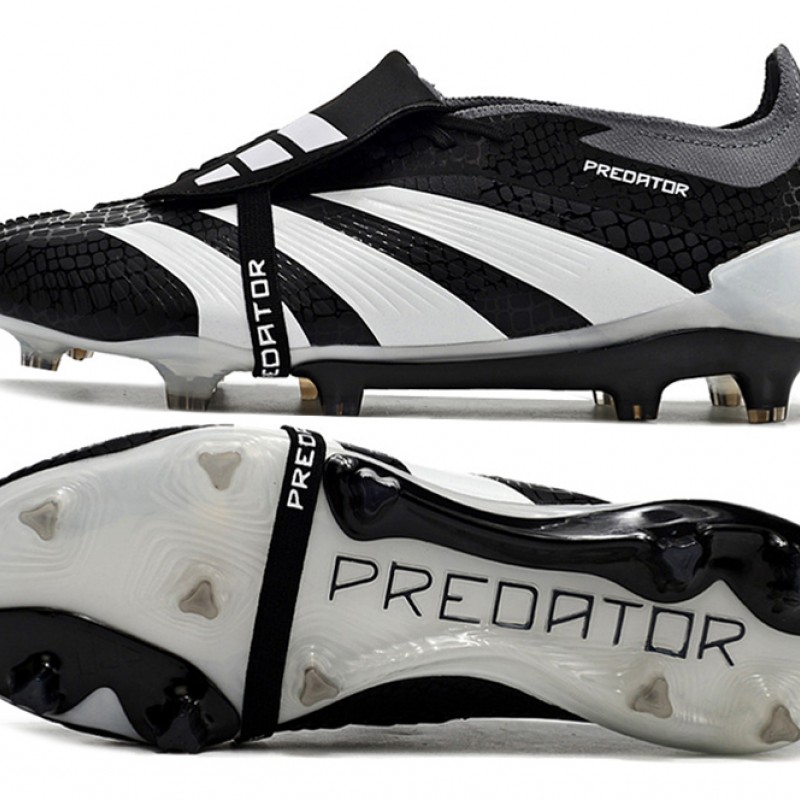 Adidas Predator Elite Tongue FG Black White Low Football Boots & Shoes