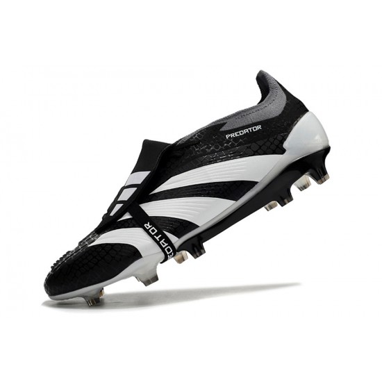 Adidas Predator Elite Tongue FG Black White Low Football Boots & Shoes