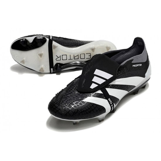 Adidas Predator Elite Tongue FG Black White Low Football Boots & Shoes