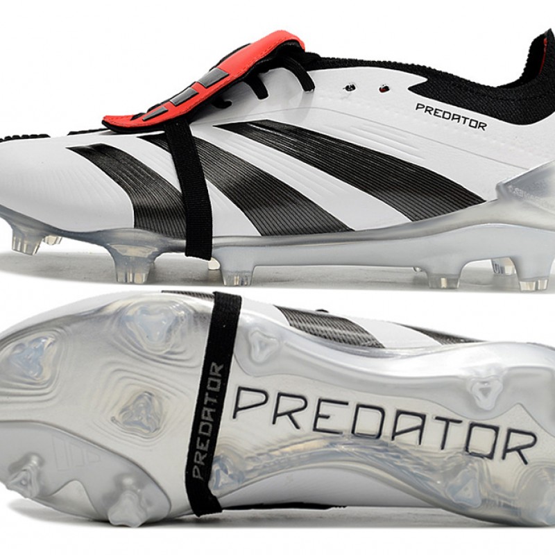 Adidas Predator Elite Tongue FG Black Red White Silver Low Football Boots & Shoes