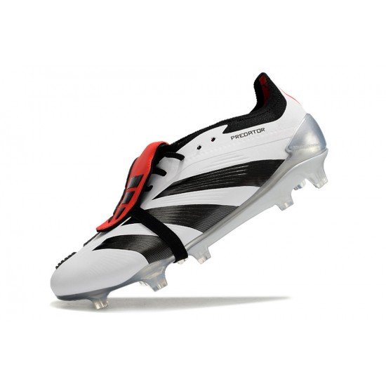 Adidas Predator Elite Tongue FG Black Red White Silver Low Football Boots & Shoes