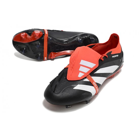 Adidas Predator Elite Tongue FG Black Red White Low Football Boots & Shoes