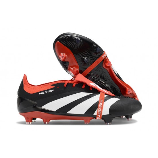 Adidas Predator Elite Tongue FG Black Red White Low Football Boots & Shoes