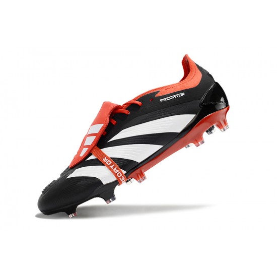 Adidas Predator Elite Tongue FG Black Red White Low Football Boots & Shoes