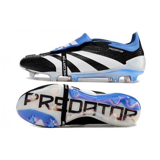 Adidas Predator Elite Tongue FG Black White Ltblue Low Football Boots & Shoes