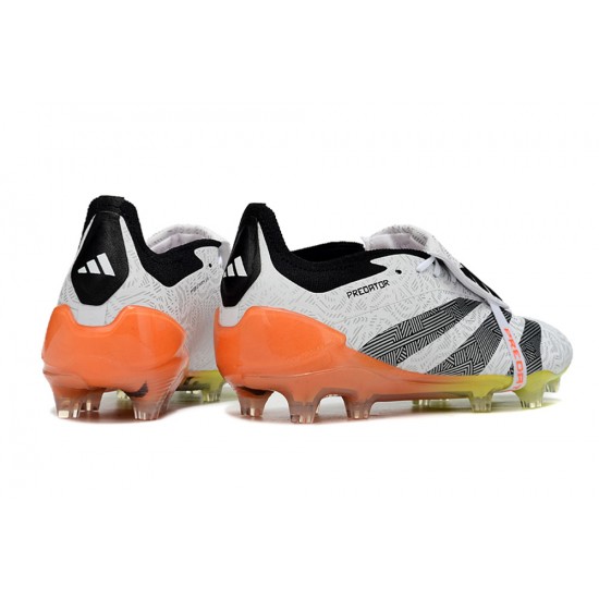 Adidas Predator Elite Tongue FG Black White Orange Low Football Boots & Shoes