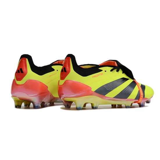 Adidas Predator Elite Tongue FG Black Yellow Red Low Football Boots & Shoes