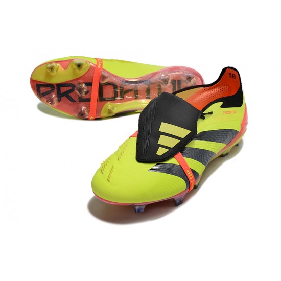 Adidas Predator Elite Tongue FG Black Yellow Red Low Football Boots & Shoes