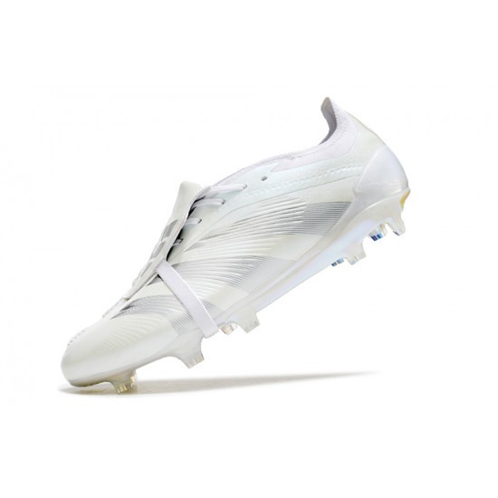 Adidas Predator Elite Tongue FG White Grey Low Football Boots & Shoes