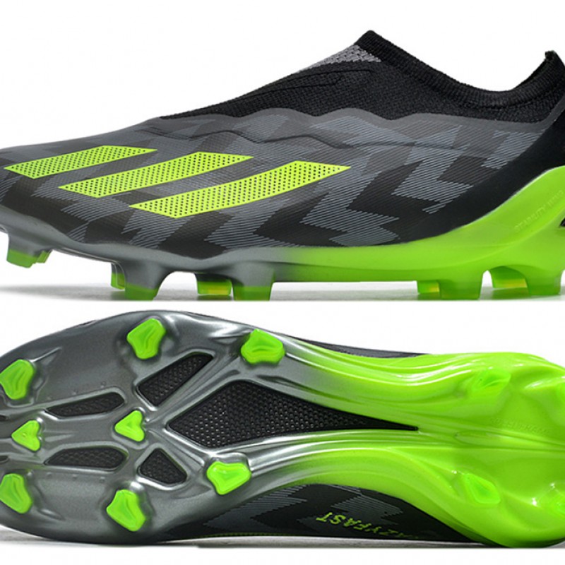 Adidas X Crazyfast.1 Laceless FG Low Football Boots & Shoes Black Green 