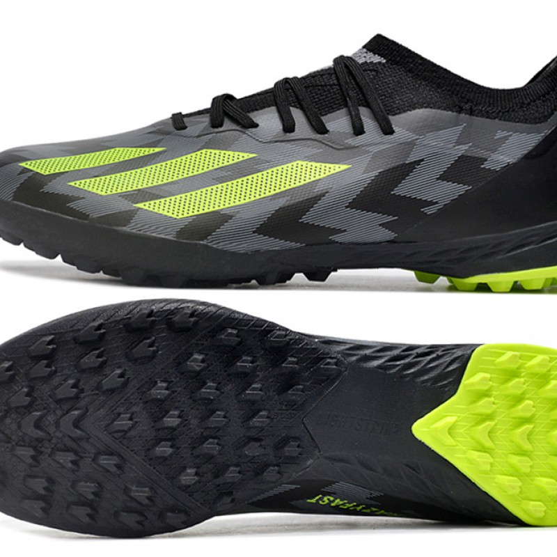 Adidas X Crazyfast.1 Laceless TF Low Football Boots & Shoes Black Green 