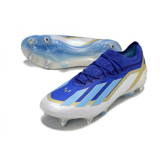 Adidas X Crazyfast1 SG Deep Blue Gold Ltblue White Low Football Boots & Shoes