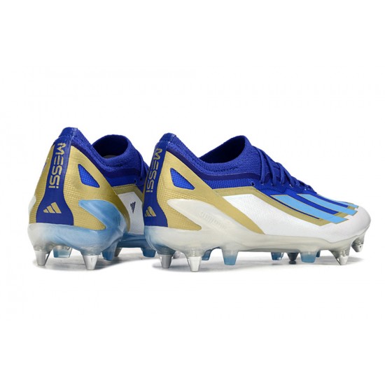 Adidas X Crazyfast1 SG Deep Blue Gold Ltblue White Low Football Boots & Shoes