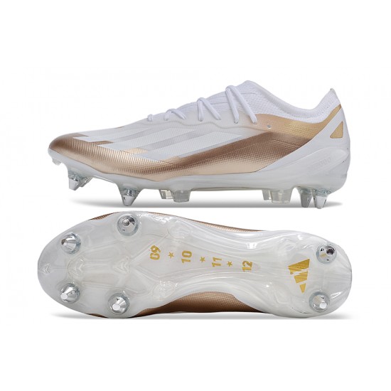 Adidas X Crazyfast1 SG White Gold Silver Low Football Boots & Shoes