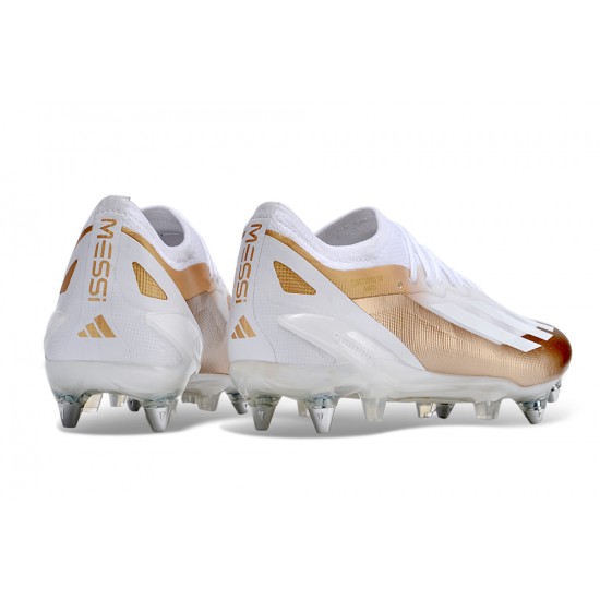 Adidas X Crazyfast1 SG White Gold Silver Low Football Boots & Shoes