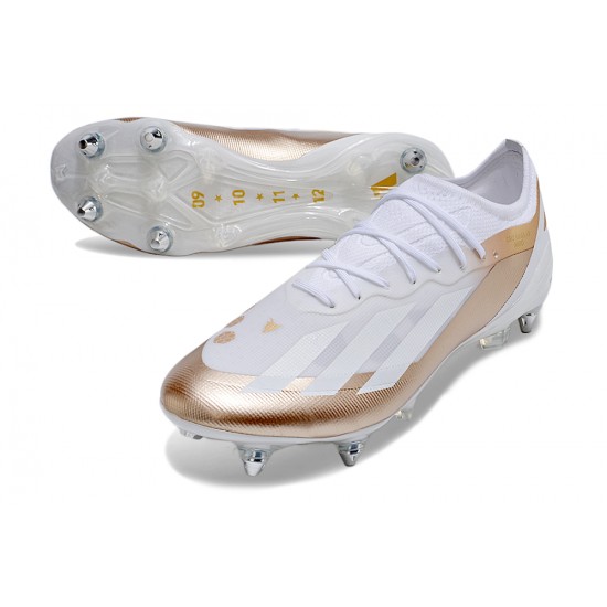 Adidas X Crazyfast1 SG White Gold Silver Low Football Boots & Shoes