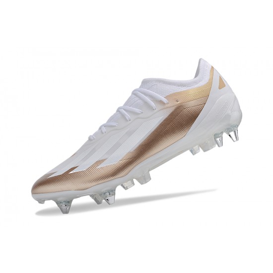 Adidas X Crazyfast1 SG White Gold Silver Low Football Boots & Shoes