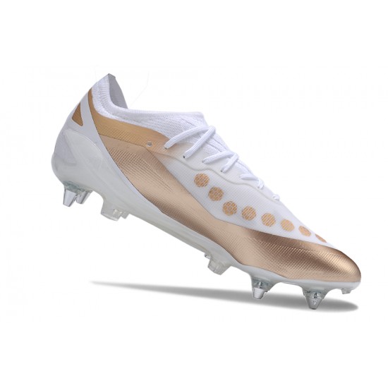 Adidas X Crazyfast1 SG White Gold Silver Low Football Boots & Shoes