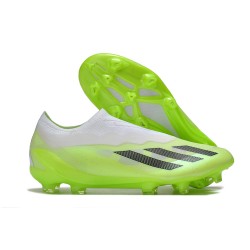 Adidas x23crazyfast.1 Laceless FG Low Football Boots & Shoes White Black Green 