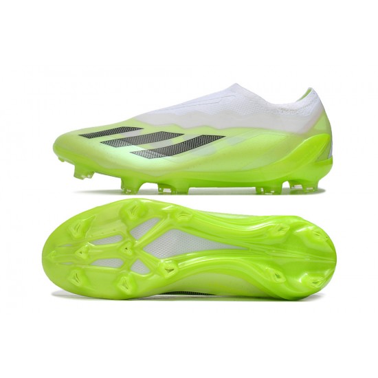 Adidas x23crazyfast.1 Laceless FG Low Football Boots & Shoes White Black Green