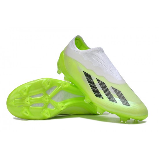 Adidas x23crazyfast.1 Laceless FG Low Football Boots & Shoes White Black Green