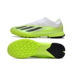 Adidas x23crazyfast.1 Laceless TF Low Football Boots & Shoes White Black Green 