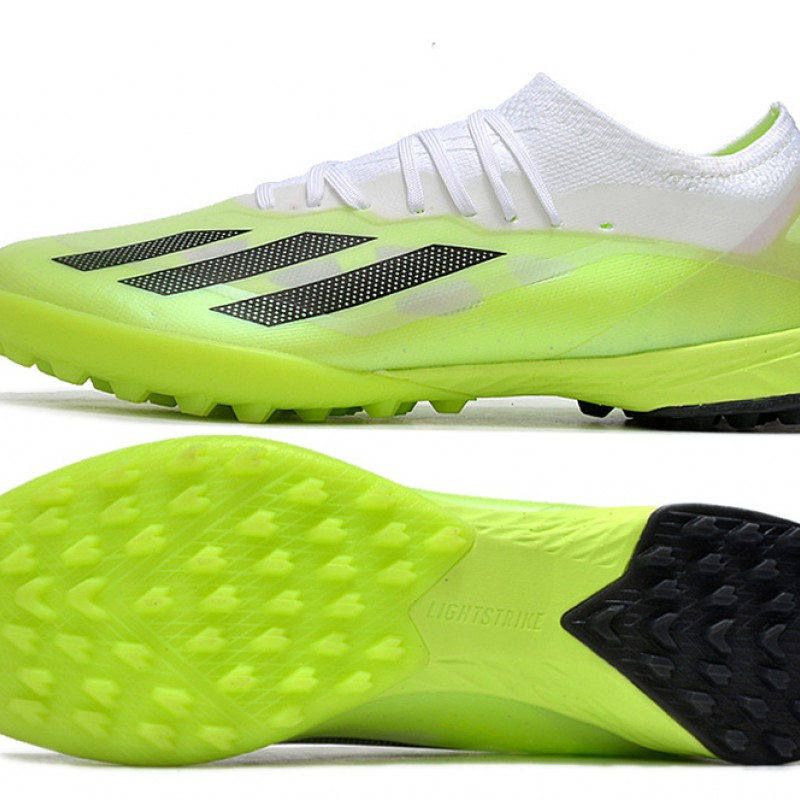 Adidas x23crazyfast.1 Laceless TF Low Football Boots & Shoes White Black Green 