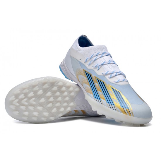 Adidas x23crazyfast.1 TF Low Football Boots & Shoes White Blue Gold