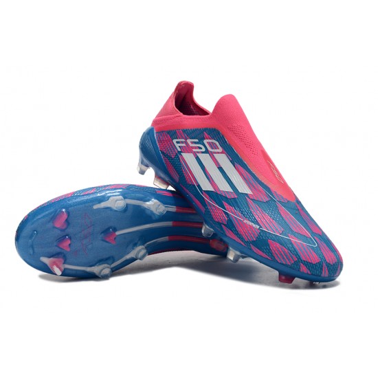 Adidas F50 Elite Laceless Firm Ground Low cut Blue Pink Football Shoes