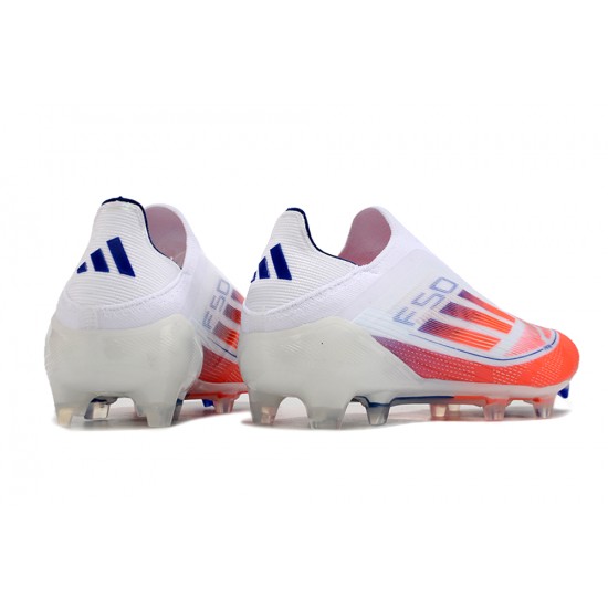 Adidas F50 Elite Laceless Firm Ground Men Orange White Football Shoes
