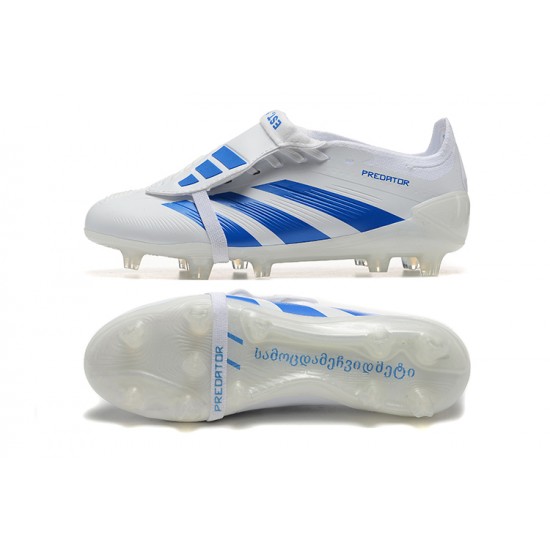 Adidas Predator Accuracy Firm Ground White and Blue Football Shoes