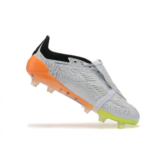 Adidas Predator Accuracy Firm Ground White and Orange Football Shoes