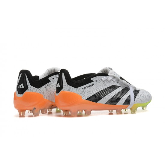 Adidas Predator Accuracy Firm Ground White and Orange Football Shoes