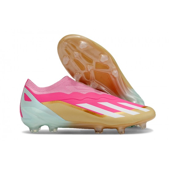 Adidas X CRAZYFAST.1 Firm Ground Men Pink Gold Football Shoes