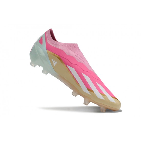 Adidas X CRAZYFAST.1 Firm Ground Men Pink Gold Football Shoes