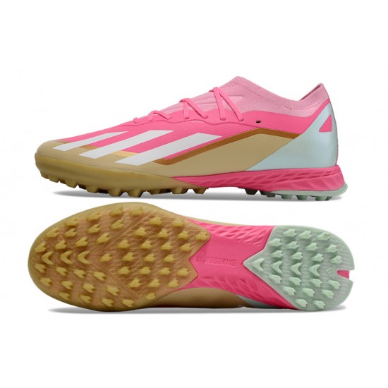 Adidas X Speedportal.1 Turf Men Pink and Gold Football Shoes