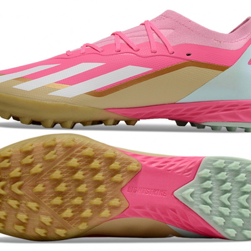 Adidas X Speedportal.1 Turf Men Pink and Gold Football Shoes