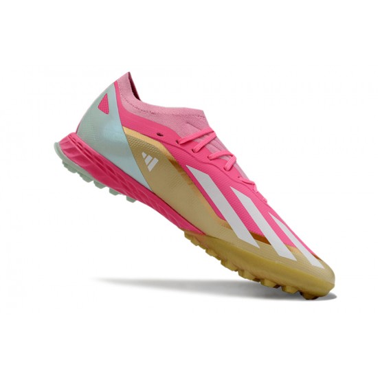 Adidas X Speedportal.1 Turf Men Pink and Gold Football Shoes