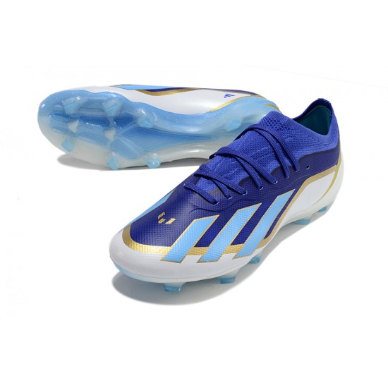 Unisex Adidas X Speedportal.1 Firm Ground Bule and White Football Shoes