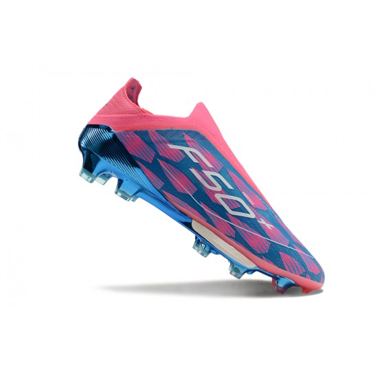 Unisex Adidas F50 Firm Ground Pink Blue shoelace Football Shoes