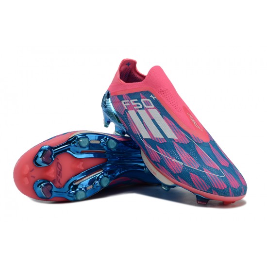 Unisex Adidas F50 Firm Ground Pink Blue shoelace Football Shoes