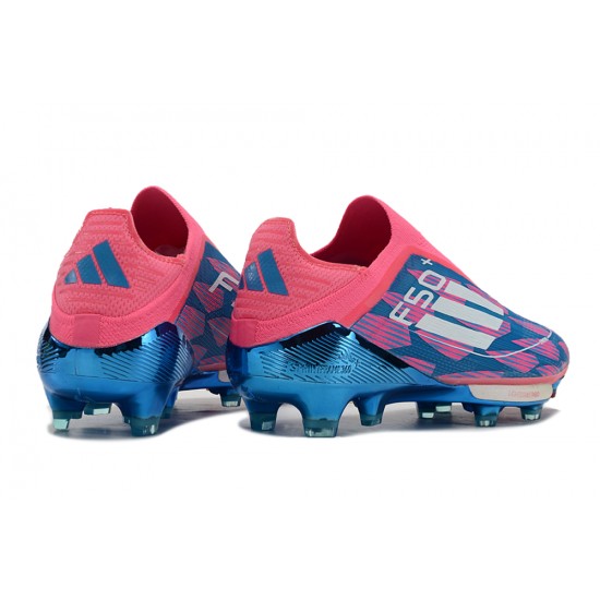 Unisex Adidas F50 Firm Ground Pink Blue shoelace Football Shoes