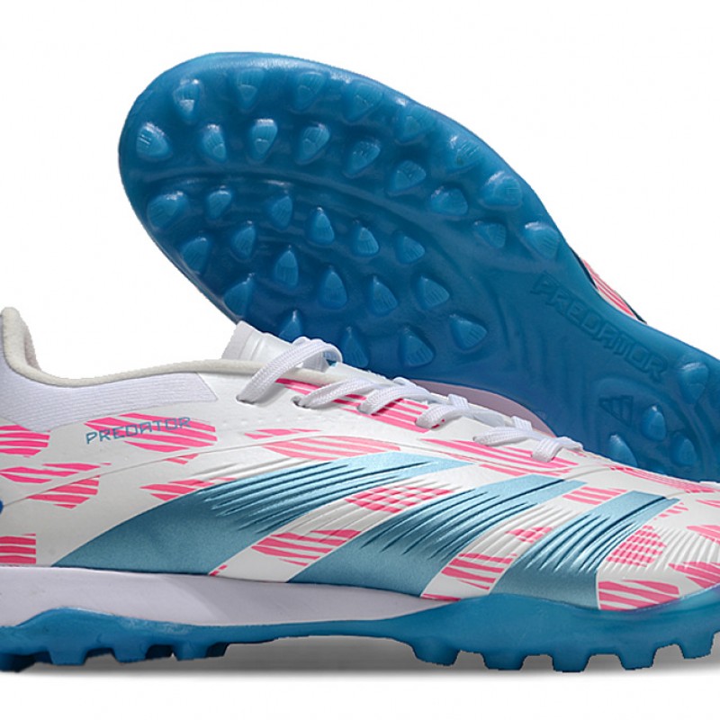 Adidas Predator 24 Elite Turf Boots Men Blue Pink Football Shoes