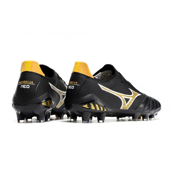 Mizuno Morelia Neo III Firm Ground Men Black Yellow Football Shoes