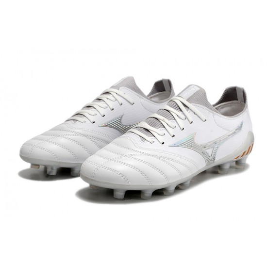 Mizuno Morelia Neo III Firm Ground Men White Grey Football Shoes