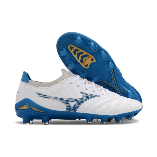 Mizuno Morelia Neo III Firm Ground Unisex White Blue Football Shoes